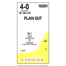 ETHICON Suture, Surgical Gut - Plain, Straight Cutting Needles, SC-1 / SC-1, 18", Size 4-0. MFID: 1828H