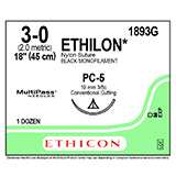 ETHICON Suture, ETHILON, Precision Cosmetic - Conventional Cutting PRIME, PC-5, 18", Size 3-0. MFID: 1893G