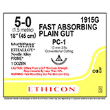ETHICON Suture, Surgical Gut-Plain, Precision Cosmetic-Conventional Cutting PRIME, PC-1, 18", Size 5-0. MFID: 1915G