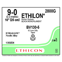 ETHICON Suture, ETHILON, Taper Point, BV130-5 / BV130-5, 10", Size 9-0. MFID: 2800G