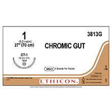 ETHICON Suture, Surgical Gut - Chromic, Taper Point, CT-1, 3-27", Size 1. MFID: 3813G
