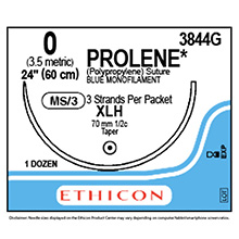ETHICON Suture, PROLENE, Taper Point, XLH, 3-24", Size 0. MFID: 3844G