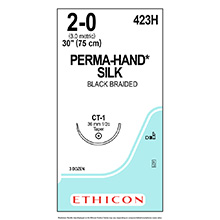 ETHICON Suture, PERMA-HAND, Taper Point, CT-1, 30", Size 2-0. MFID: 423H