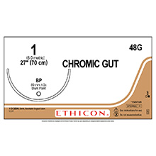 ETHICON Suture, Surgical Gut - Chromic, Blunt Point, BP, 27", Size 1. MFID: 48G