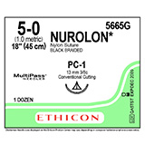 ETHICON Suture, NUROLON, Precision Cosmetic - Conventional Cutting PRIME, PC-1, 18", Size 5-0. MFID: 5665G