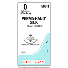 ETHICON Suture, PERMA-HAND, Precision Point - Reverse Cutting, PSL, 18", Size 0. MFID: 580H
