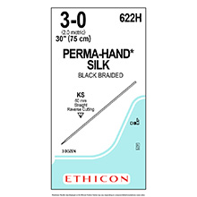 ETHICON Suture, PERMA-HAND, Straight Cutting Needles, KS, 30", Size 3-0. MFID: 622H