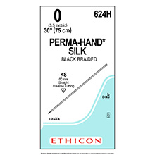 ETHICON Suture, PERMA-HAND, Straight Cutting Needles, KS, 30", Size 0. MFID: 624H