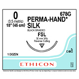 ETHICON Suture, PERMA-HAND, Reverse Cutting, FSL, 18", Size 0. MFID: 678G (USA ONLY)