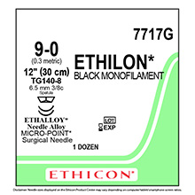ETHICON Suture, ETHILON, MICROPOINT - Spatula, TG140-8 / TG140-8, 12", Size 9-0. MFID: 7717G