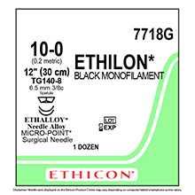 ETHICON Suture, ETHILON, MICROPOINT - Spatula, TG140-8 / TG140-8, 12", Size 10-0. MFID: 7718G