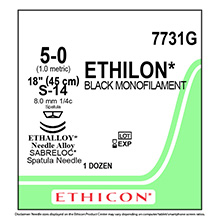 ETHICON Suture, ETHILON, SABRELOC - Spatula, S-24 / S-24, 18", Size 5-0. MFID: 7731G