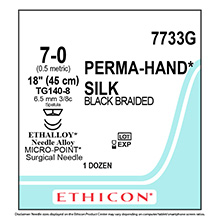 ETHICON Suture, PERMA-HAND, MICROPOINT - Spatula, TG140-8 / TG140-8, 18", Size 7-0. MFID: 7733G