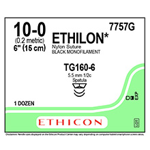 ETHICON Suture, ETHILON, MICROPOINT - Spatula, TG160-6 / TG160-6, 12", Size 10-0. MFID: 7757G