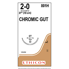 ETHICON Suture, Surgical Gut - Chromic, Taper Point, CT, 27", Size 2-0. MFID: 801H