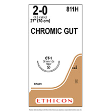 ETHICON Suture, Surgical Gut - Chromic, Taper Point, CT-1, 27", Size 2-0. MFID: 811H