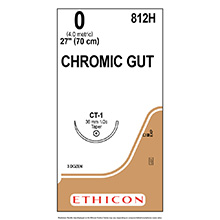 ETHICON Suture, Surgical Gut - Chromic, Taper Point, CT-1, 27", Size 0. MFID: 812H