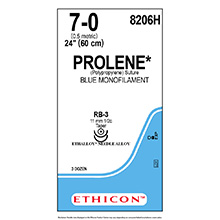 ETHICON Suture, PROLENE, Taper Point, RB-3 / RB-3, 24", Size 7-0. MFID: 8206H