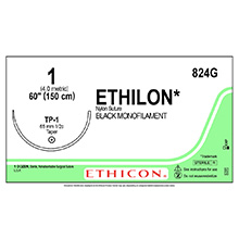 ETHICON Suture, ETHILON, Taper Point, TP-1, 48", Size 1. MFID: 824G