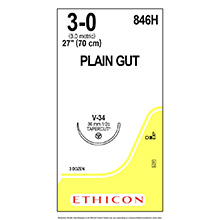 ETHICON Suture, Surgical Gut - Plain, TAPERCUT, V-34, 27", Size 3-0. MFID: 846H