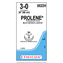 ETHICON Suture, PROLENE, Taper Point, SH / SH, 36", Size 3-0. MFID: 8522H