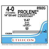 ETHICON Suture, PROLENE, Straight TAPERCUT, V-47 / V-47, 14", Size 4-0. MFID: 8592G
