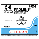 ETHICON Suture, PROLENE, Precision Cosmetic - Conventional Cutting PRIME, PC-5, 18", Size 5-0. MFID: 8630G