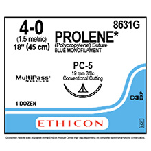 ETHICON Suture, PROLENE, Precision Cosmetic - Conventional Cutting PRIME, PC-5, 18", Size 4-0. MFID: 8631G