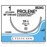 ETHICON Suture, PROLENE, Taper Point, TP-1, 60", Size 1. MFID: 8824G