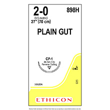 ETHICON Suture, Surgical Gut - Plain, Reverse Cutting, CP-1, 27", Size 2-0. MFID: 898H