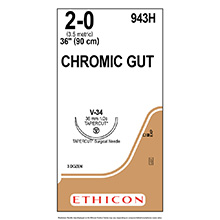 ETHICON Suture, Surgical Gut - Chromic, TAPERCUT, V-34, 36", Size 2-0. MFID: 943H
