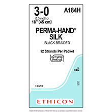 ETHICON Suture, PERMA-HAND, SUTUPAK Pre-Cut Sutures in Labyrinth Package, 12-18", Size 3-0. MFID: A184H