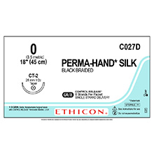 ETHICON Suture, PERMA-HAND, Taper Point, CT-2, 8-18", Size 0. MFID: C027D