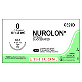 ETHICON Suture, NUROLON, Taper Point, CT-1, 8-18", Size 0. MFID: C521D