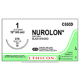ETHICON Suture, NUROLON, Taper Point, CTX, 8-18", Size 1. MFID: C550D