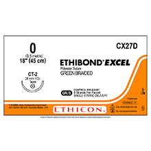 ETHICON Suture, ETHIBOND EXCEL, Taper Point, CT-2, 8-18", Size 0. MFID: CX27D