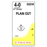 ETHICON Suture, SURGICAL GUT Plain, Mono, Undyed, SH Taper, Size 4-0, 27". MFID: G321H