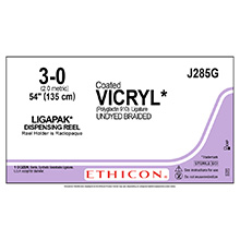 ETHICON Suture, Coated VICRYL, LIGAPAK Ligating Reel, 54", Size 3-0. MFID: J285G