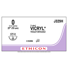 ETHICON Suture, Coated VICRYL, Taper Point, CT-3, 27", Size 0. MFID: J329H