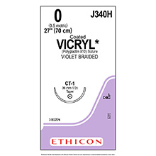 ETHICON Suture, Coated VICRYL, Taper Point, CT-1, 27", Size 0. MFID: J340H