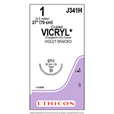 ETHICON Suture, Coated VICRYL, Taper Point, CT-1, 27", Size 1. MFID: J341H (USA ONLY)