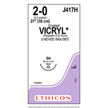 ETHICON Suture, Coated VICRYL, Taper Point, SH, 27", Size 2-0. MFID: J417H