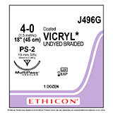 ETHICON Suture, Coated VICRYL, Precision Point - Reverse Cutting, PS-2, 18", Size 4-0. MFID: J496G