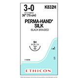 ETHICON Suture, PERMA-HAND, Taper Point, SH, 30", Size 3-0. MFID: K832H