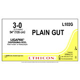 ETHICON Suture, Surgical Gut - Plain, LIGAPAK Dispensing Reel, 54", Size 3-0. MFID: L102G