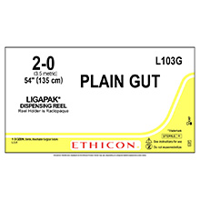 ETHICON Suture, Surgical Gut - Plain, LIGAPAK Dispensing Reel, 54", Size 2-0. MFID: L103G