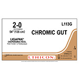 ETHICON Suture, Surgical Gut - Chromic, LIGAPAK Dispensing Reel, 54", Size 2-0. MFID: L113G