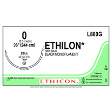 ETHICON Suture, ETHILON, Taper Point, TP-1, 48", Size 0. MFID: L880G