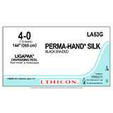 ETHICON Suture, PERMA-HAND, LIGAPAK Dispensing Reel, 144", Size 4-0. MFID: LA53G