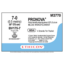 ETHICON Suture, PRONOVA POLY, Tapercut, Size 7-0, 4-24", Blue Monofilament, BV175-7. MFID: M3770